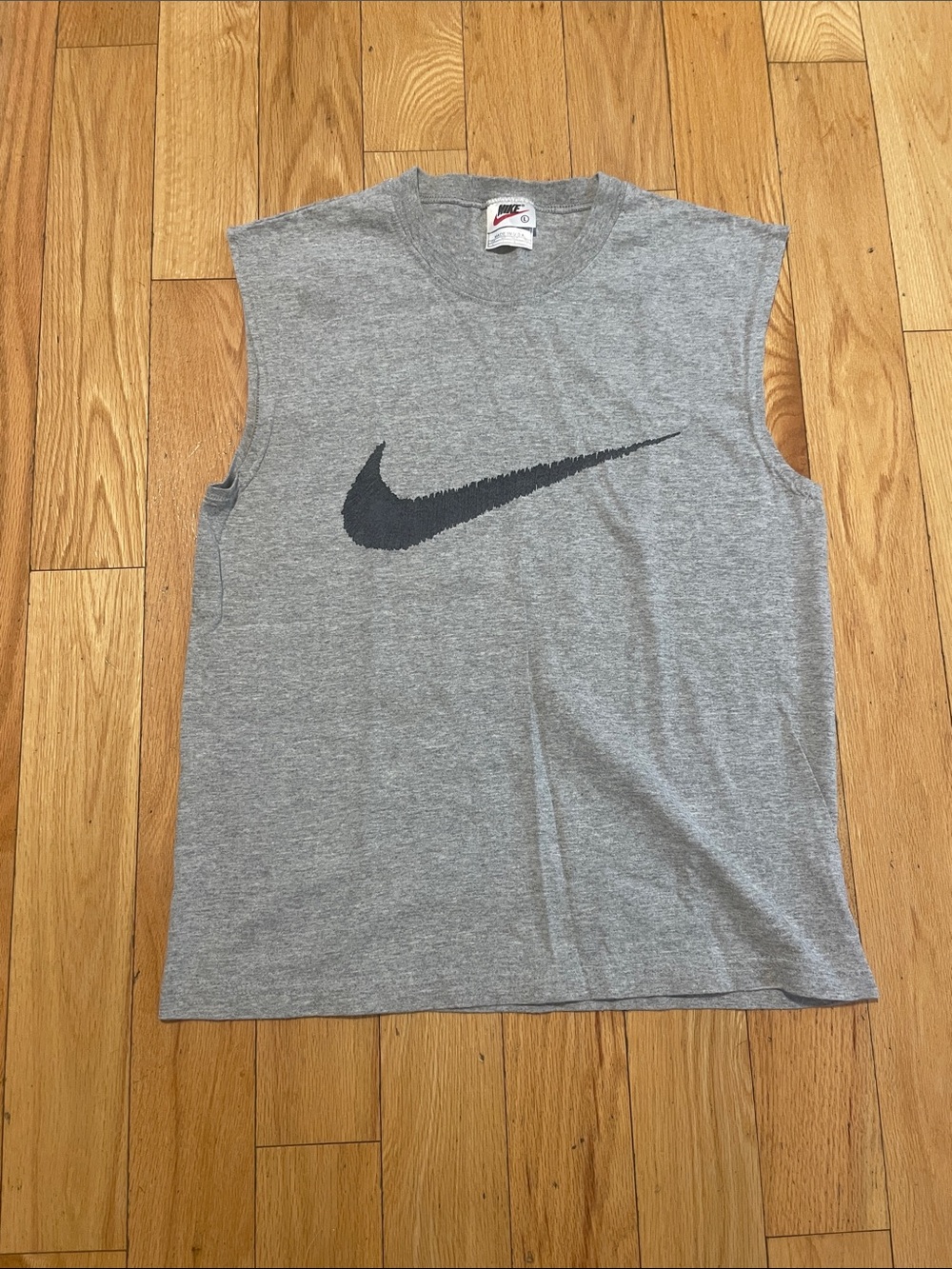Nike Gray Tank Top with Black Swoosh Logo - Kids